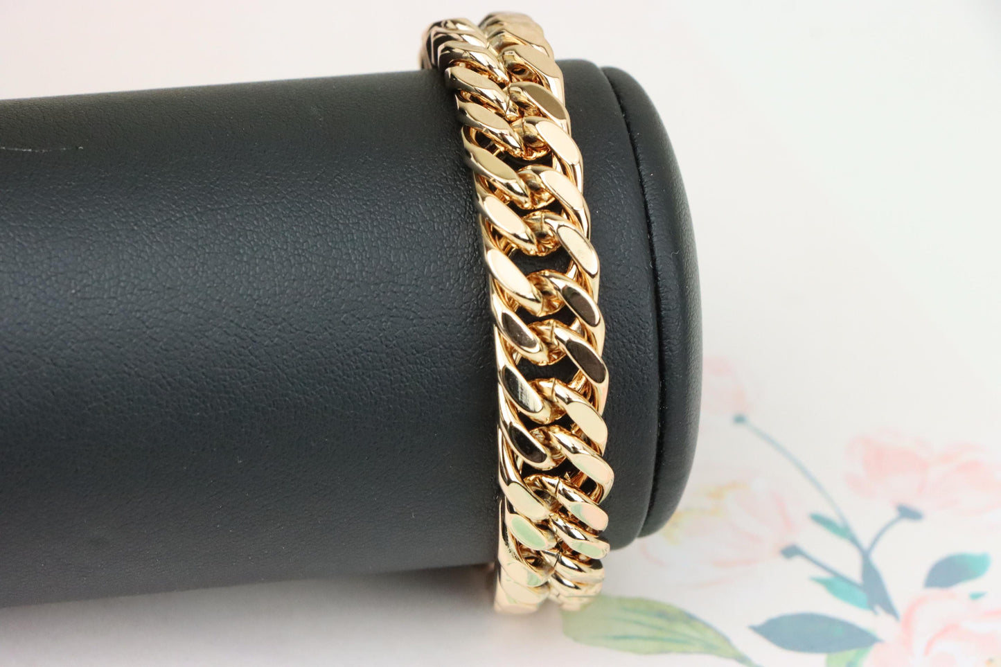 Chunky Rose Gold Curb Chain Bracelet in Glossy Polished Finish, XPBL1159 (2116-8)