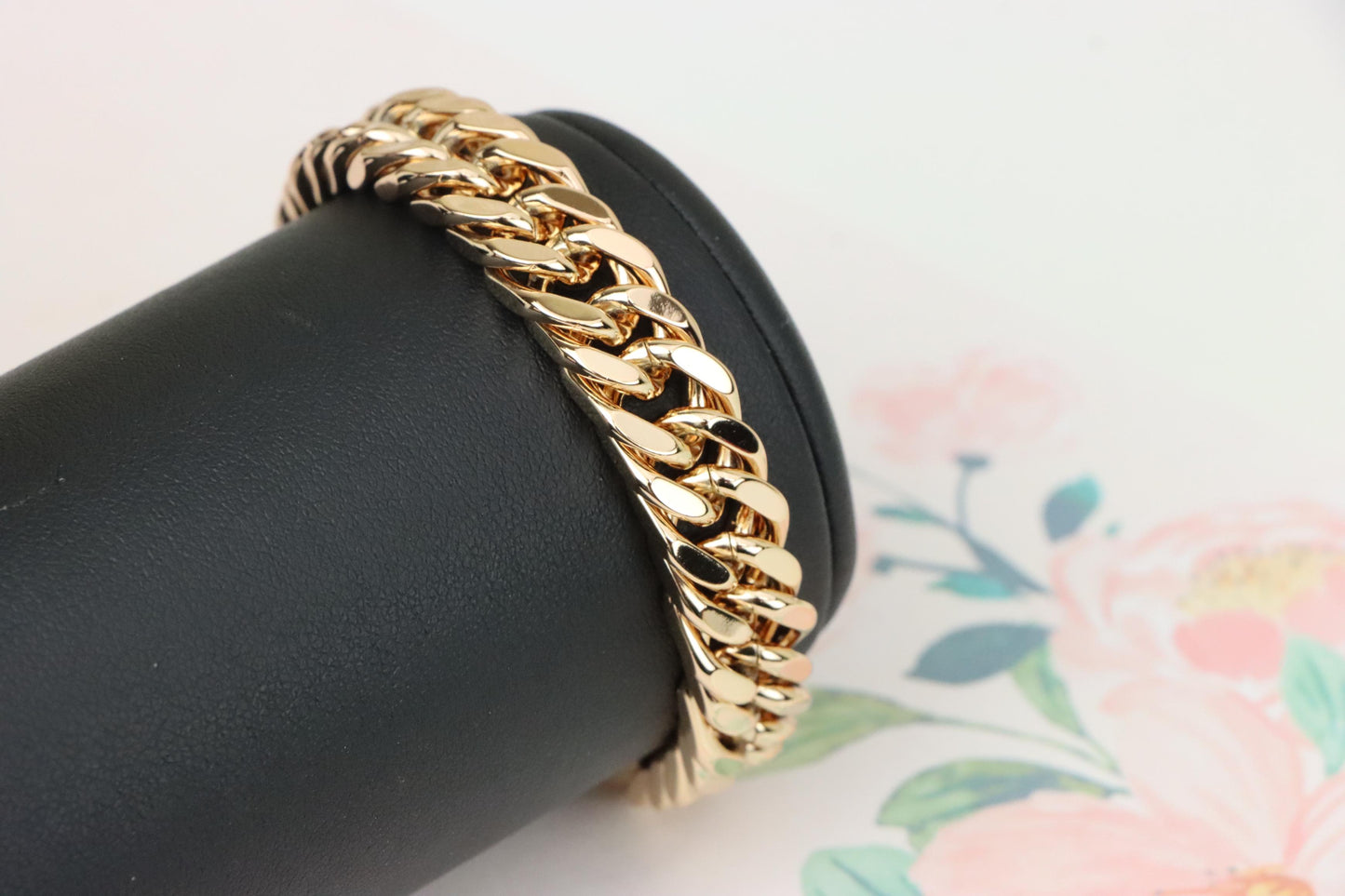 Chunky Rose Gold Curb Chain Bracelet in Glossy Polished Finish, XPBL1159 (2116-8)