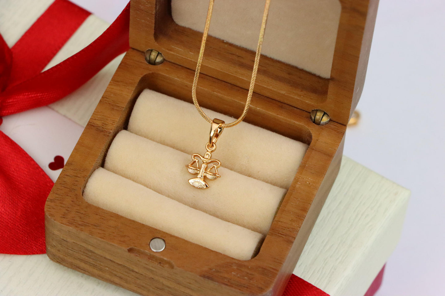 Libra Zodiac Scales Rose Gold Pendant Stylish Charm, XPPT1468 (2137-2)