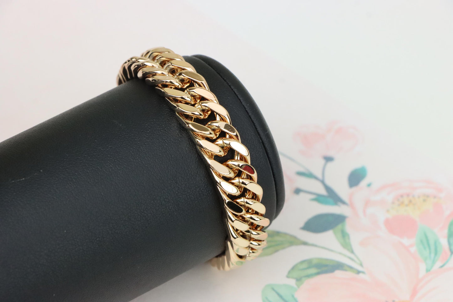 Chunky Rose Gold Curb Chain Bracelet in Glossy Polished Finish, XPBL1159 (2116-8)