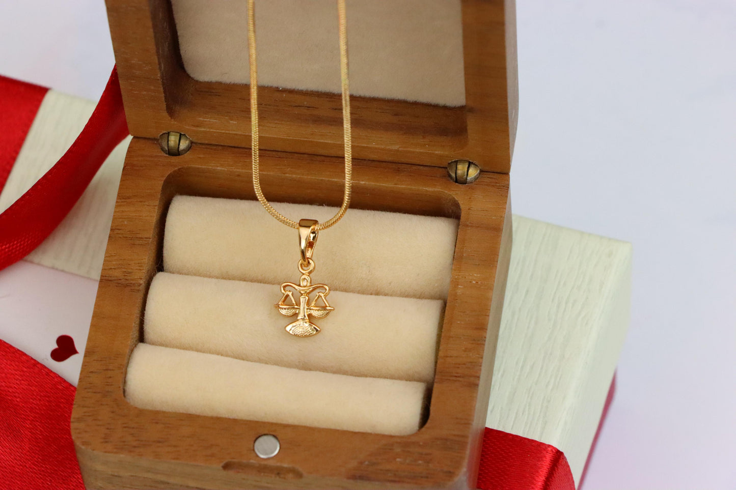 Libra Zodiac Scales Rose Gold Pendant Stylish Charm, XPPT1468 (2137-2)