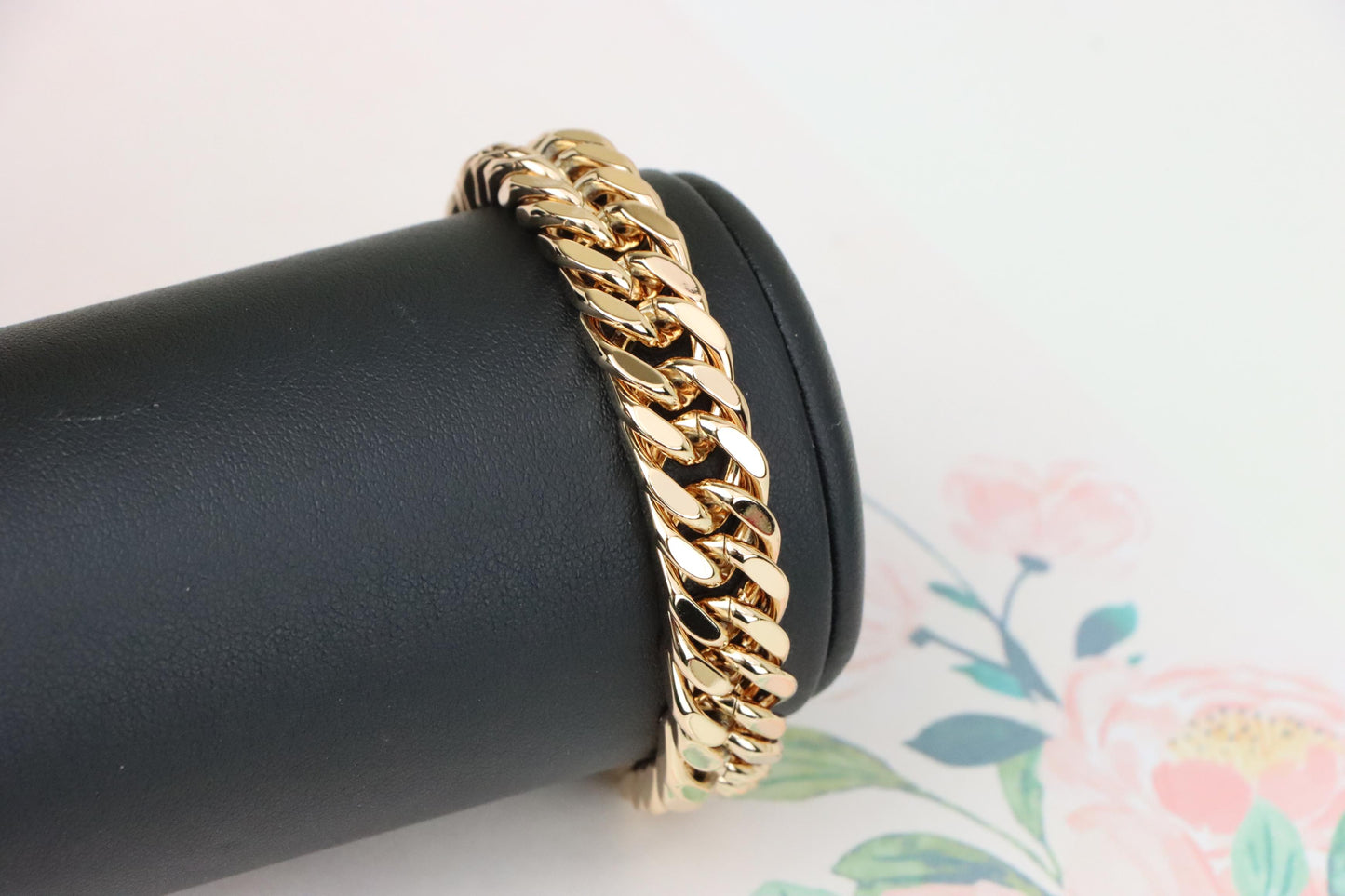 Chunky Rose Gold Curb Chain Bracelet in Glossy Polished Finish, XPBL1159 (2116-8)