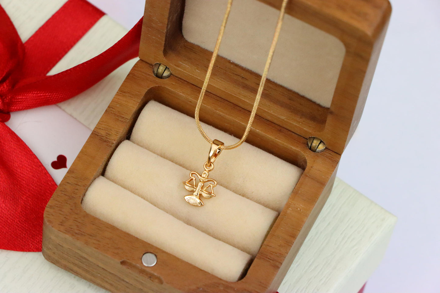 Libra Zodiac Scales Rose Gold Pendant Stylish Charm, XPPT1468 (2137-2)