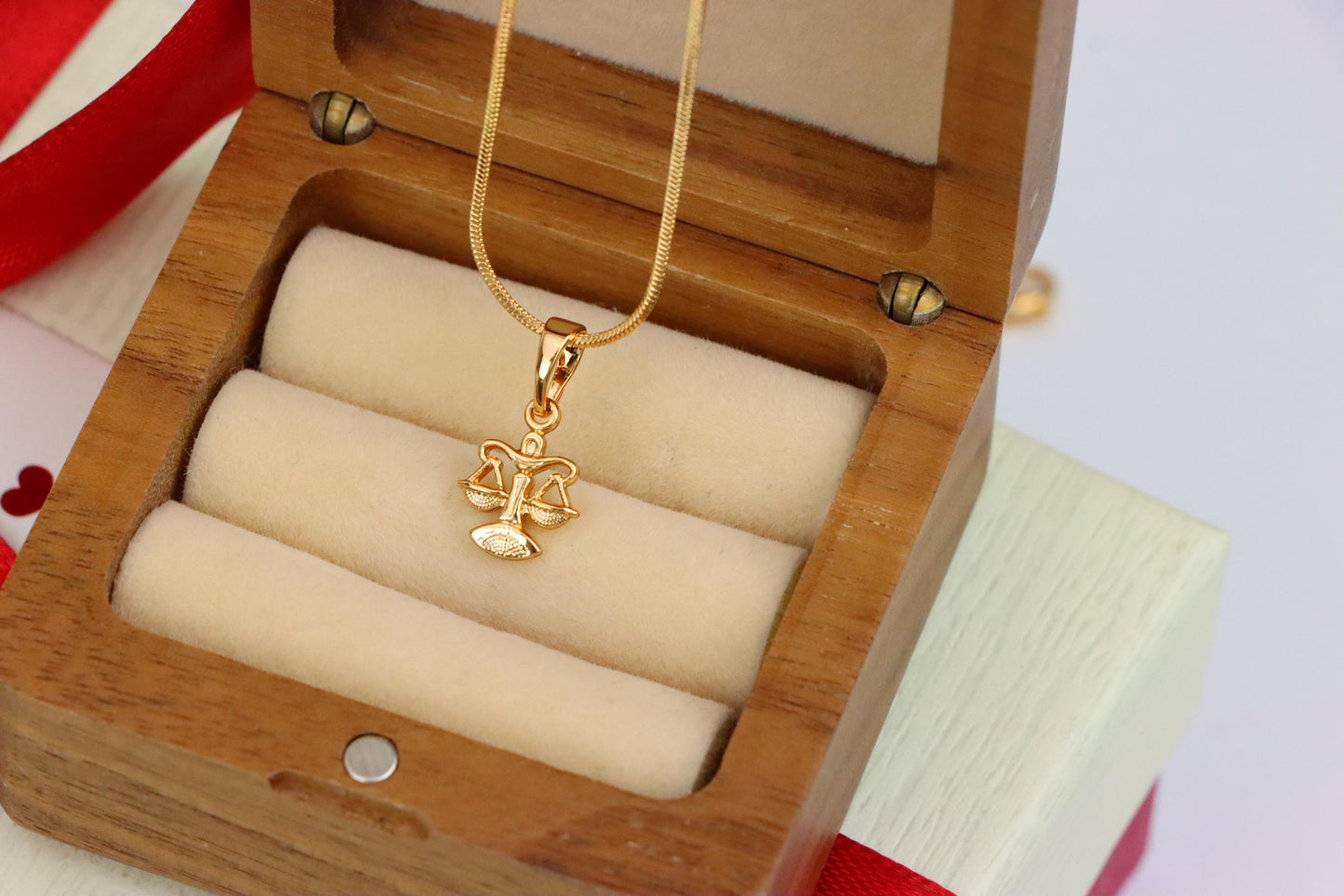 Libra Zodiac Scales Rose Gold Pendant Stylish Charm, XPPT1468 (2137-2)