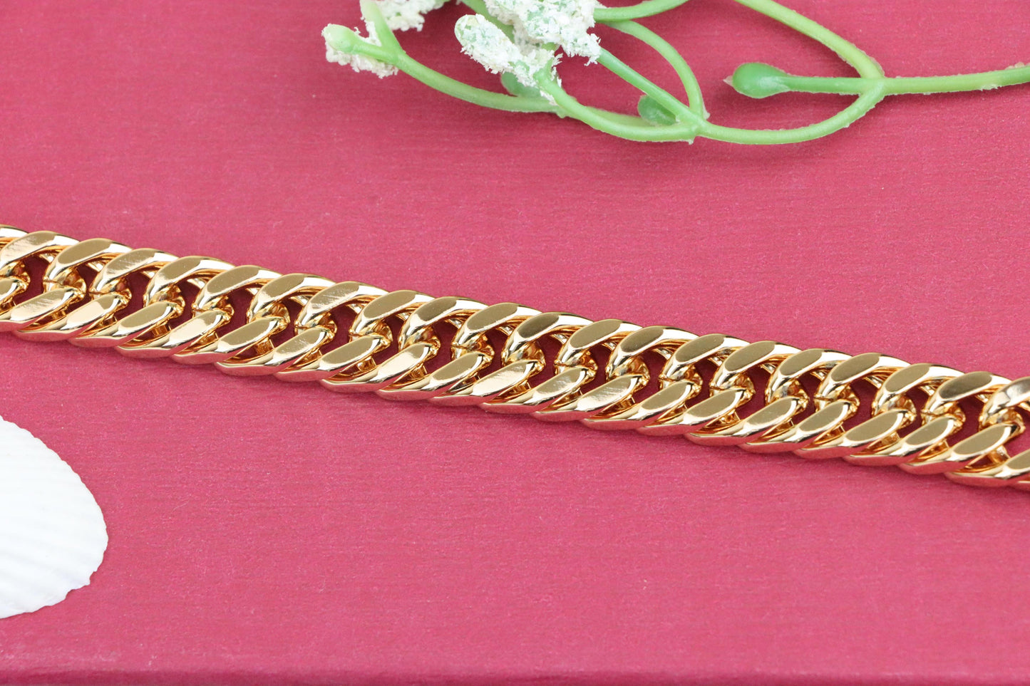Chunky Rose Gold Curb Chain Bracelet in Glossy Polished Finish, XPBL1159 (2116-8)