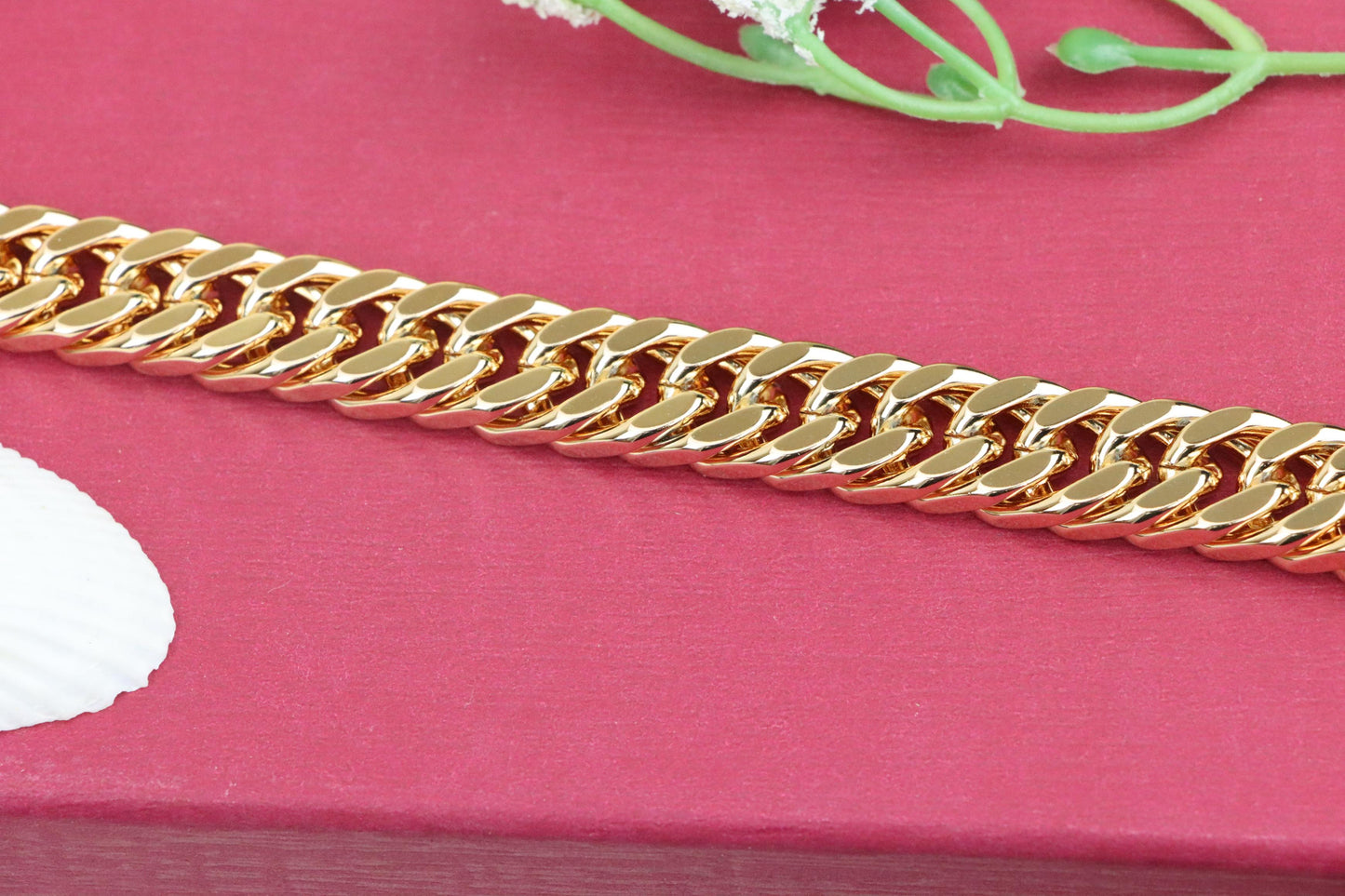 Chunky Rose Gold Curb Chain Bracelet in Glossy Polished Finish, XPBL1159 (2116-8)