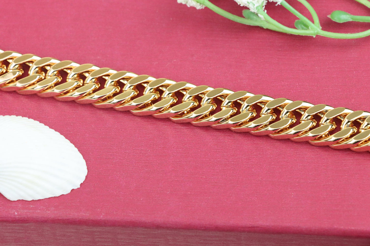 Chunky Rose Gold Curb Chain Bracelet in Glossy Polished Finish, XPBL1159 (2116-8)