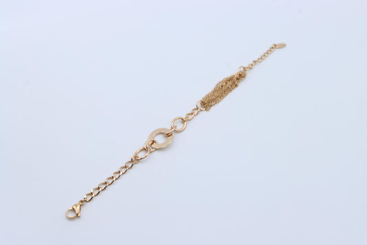 Modern Rose Gold Bracelet with Circle Charm and Chain Tassel, XPBL1160 (2116-9)