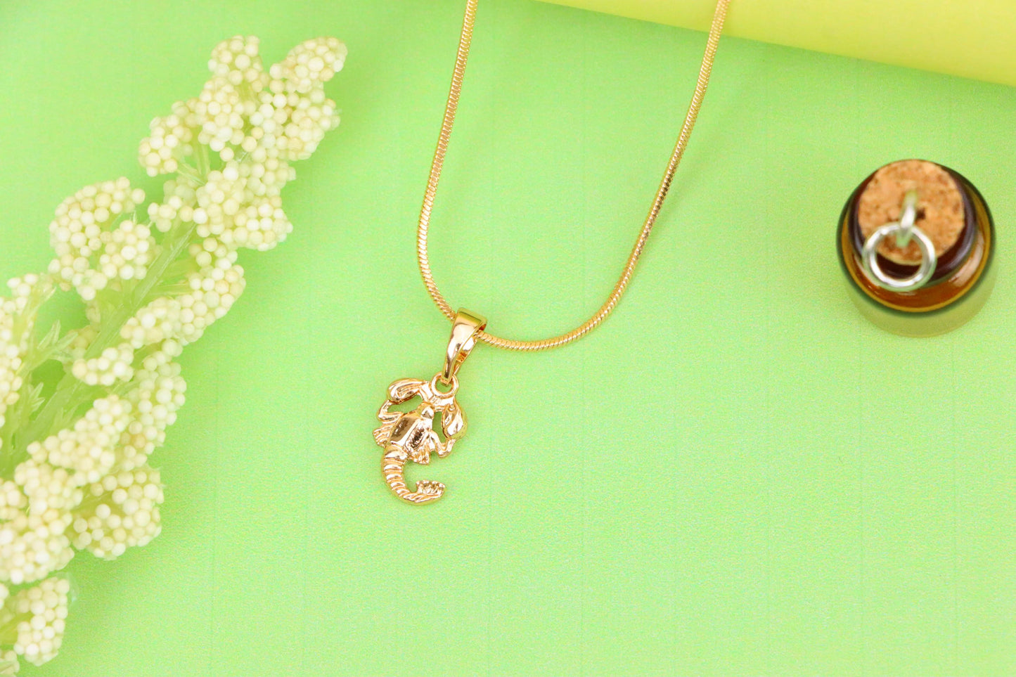 Scorpio Zodiac Scorpion Rose Gold Pendant Astrology Charm, XPPT1469 (2137-2)