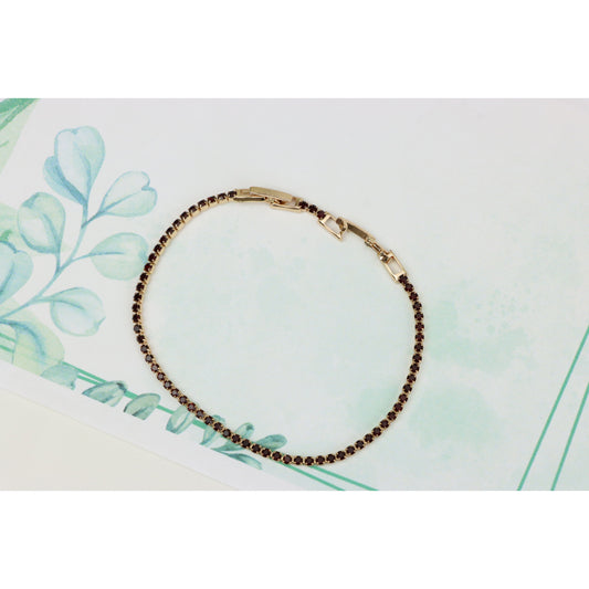 Minimal Garnet-Tone Tennis Rose Gold Bracelet, XPBL0775 (2078-4)