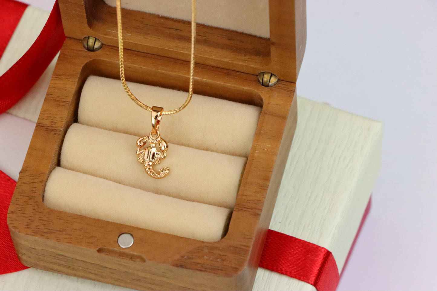 Scorpio Zodiac Scorpion Rose Gold Pendant Astrology Charm, XPPT1469 (2137-2)