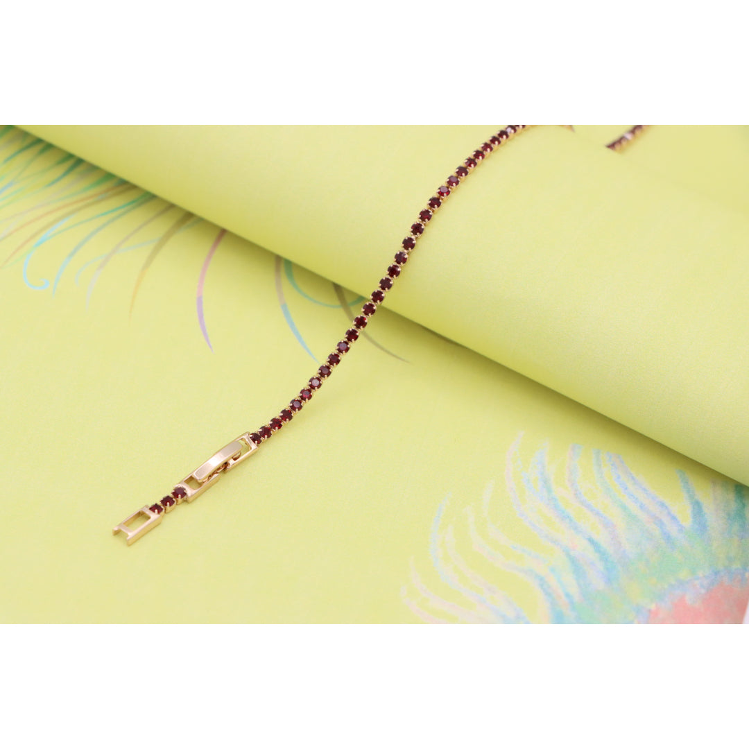 Minimal Garnet-Tone Tennis Rose Gold Bracelet, XPBL0775 (2078-4)