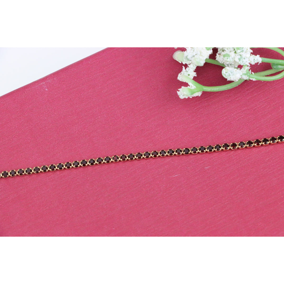 Minimal Garnet-Tone Tennis Rose Gold Bracelet, XPBL0775 (2078-4)