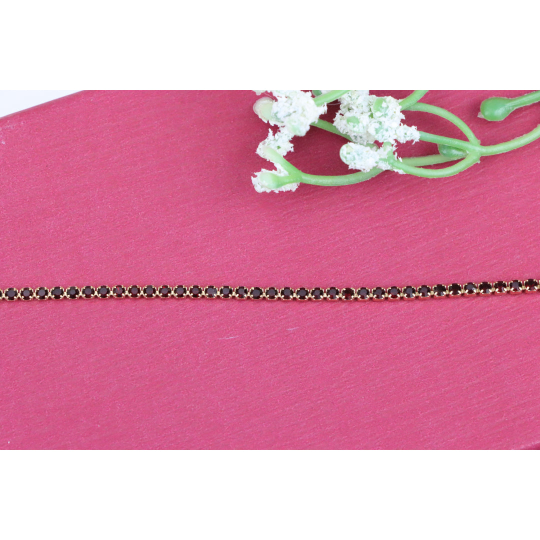 Minimal Garnet-Tone Tennis Rose Gold Bracelet, XPBL0775 (2078-4)