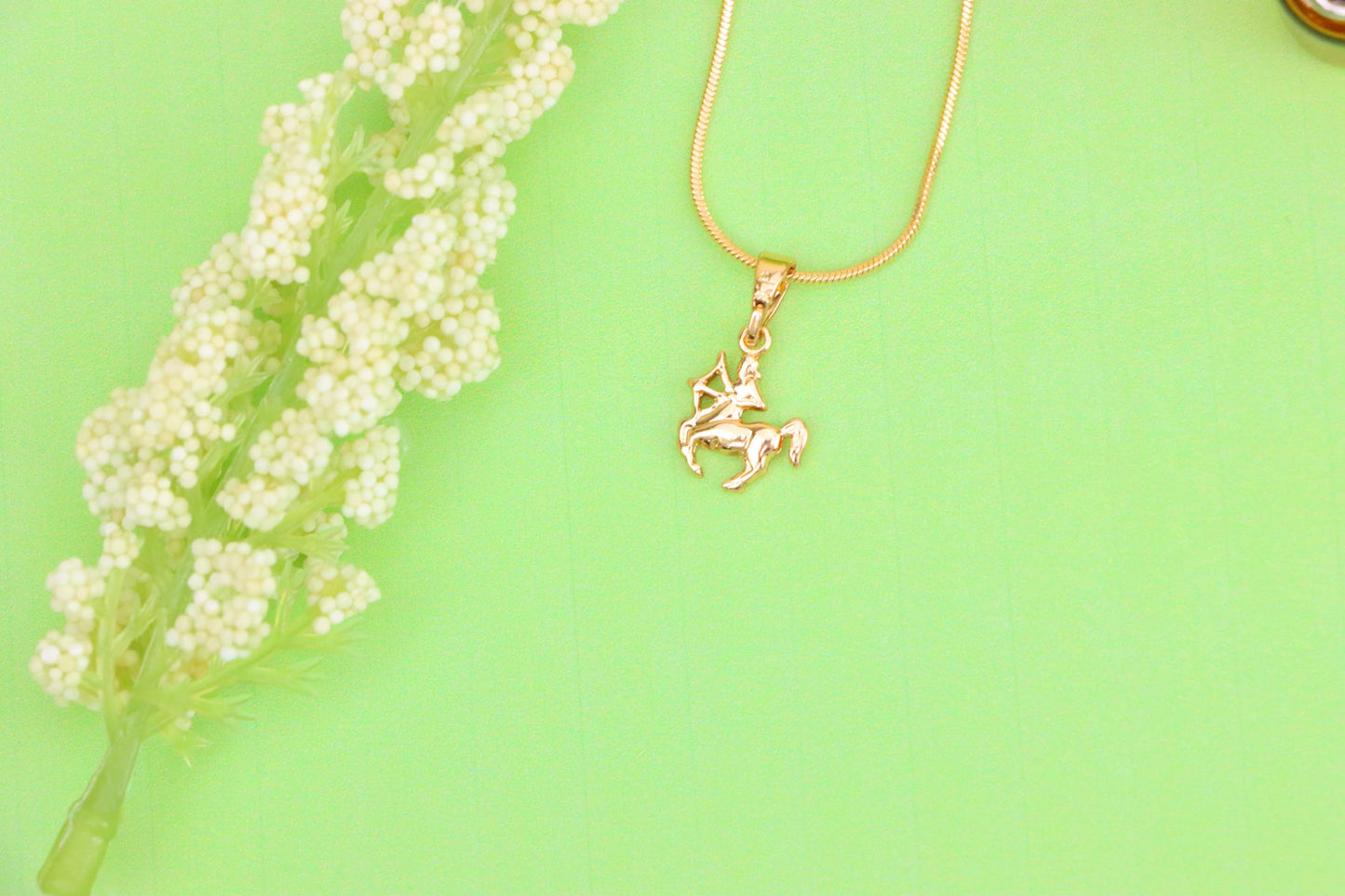 Sagittarius Archer Rose Gold Pendant Zodiac Charm Jewelry, XPPT1470 (2137-2)