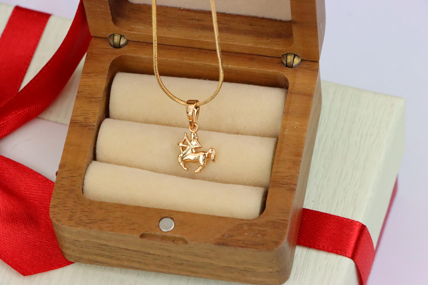 Sagittarius Archer Rose Gold Pendant Zodiac Charm Jewelry, XPPT1470 (2137-2)