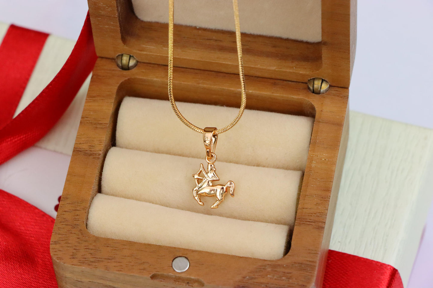 Sagittarius Archer Rose Gold Pendant Zodiac Charm Jewelry, XPPT1470 (2137-2)