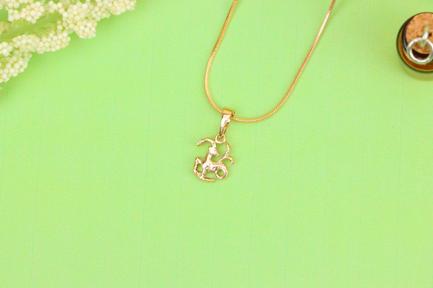 Capricorn Zodiac Rose Gold Pendant Elegant Charm, XPPT1471 (2137-2)