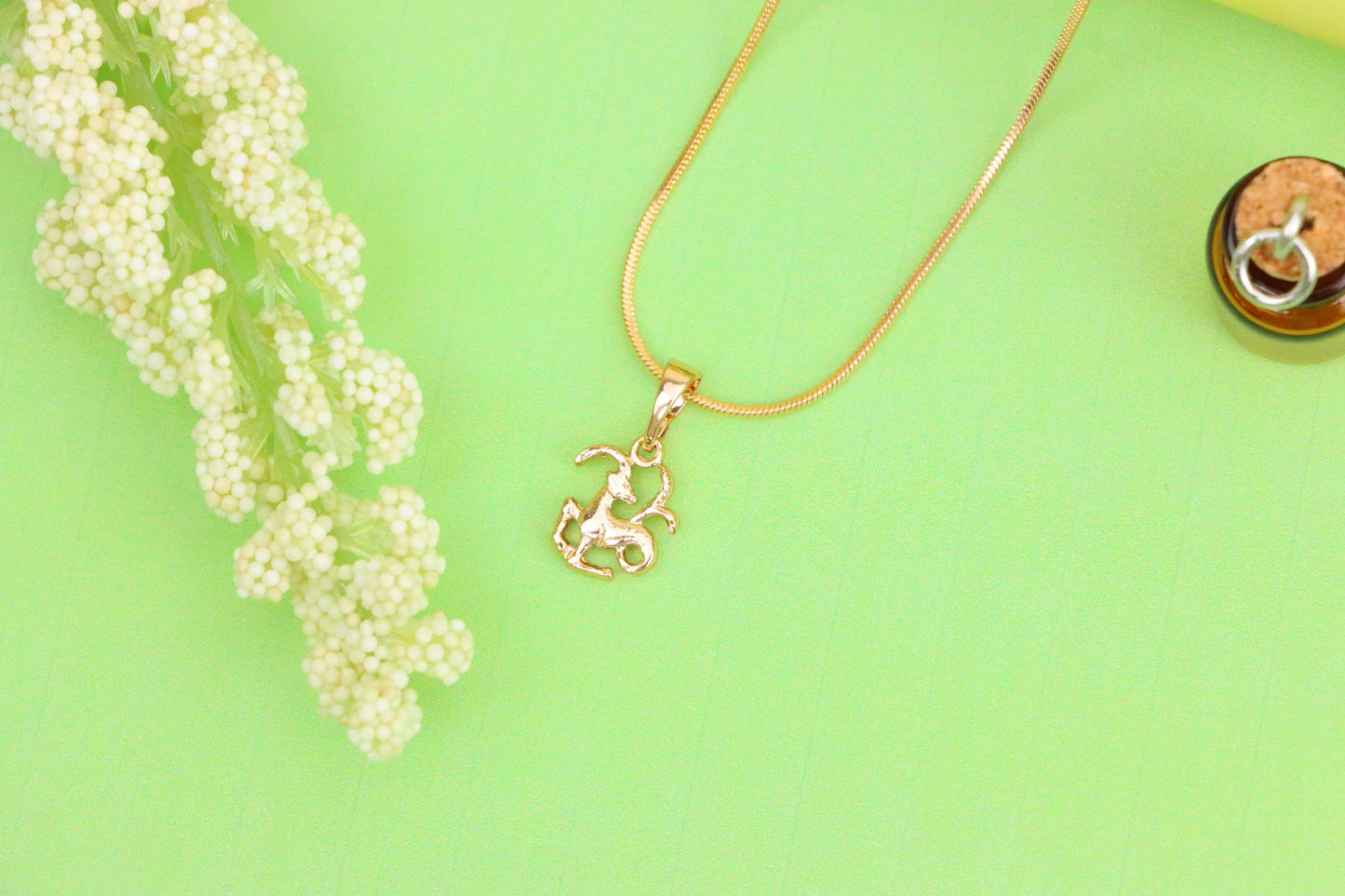 Capricorn Zodiac Rose Gold Pendant Elegant Charm, XPPT1471 (2137-2)