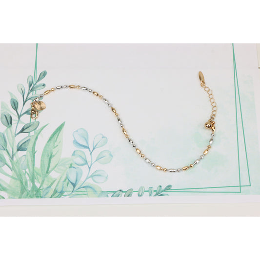 Dual-Tone Beaded Rose Gold & Silver Bracelet with Adjustable Fit, XPBL0777 (2078-6)