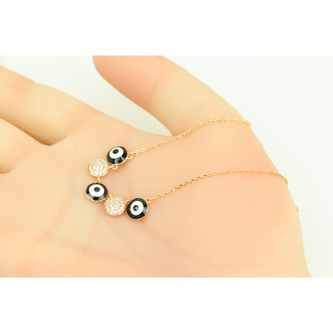 Rose Gold Evil Eye Pendant Necklace with Adjustable Chain, XPNL0321 (2033-1)