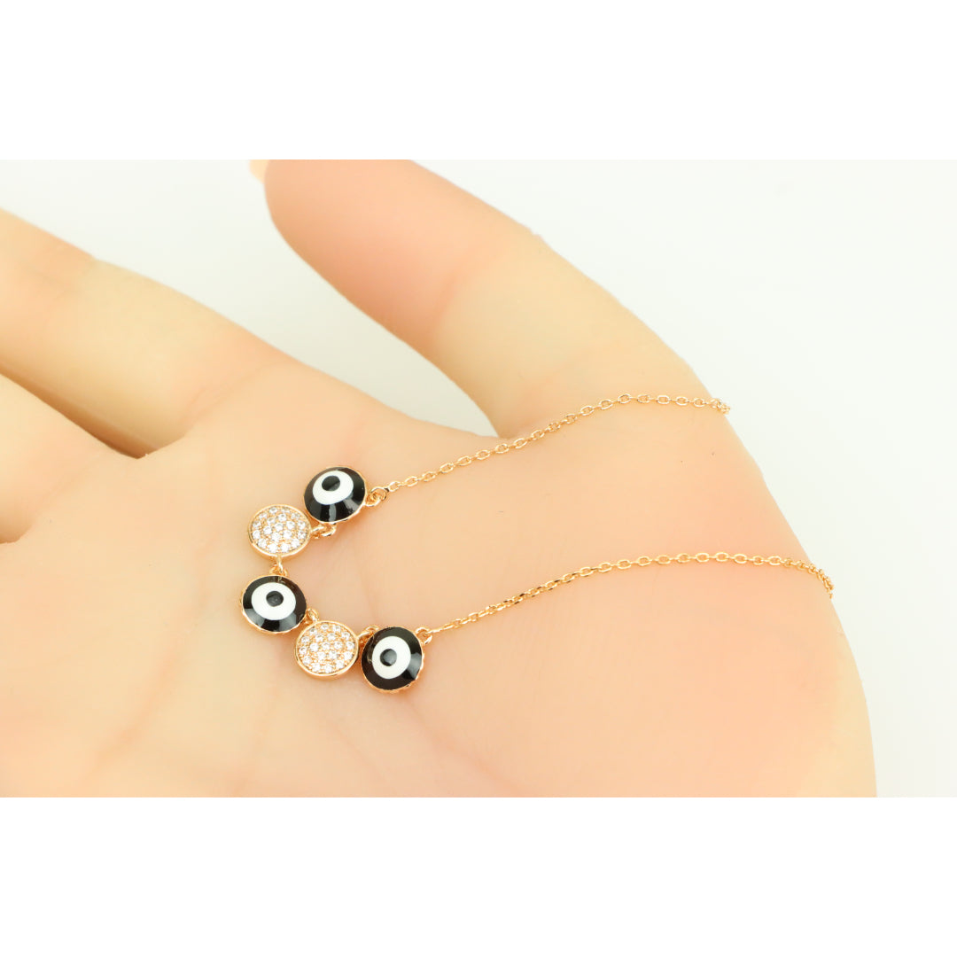 Rose Gold Evil Eye Pendant Necklace with Adjustable Chain, XPNL0321 (2033-1)