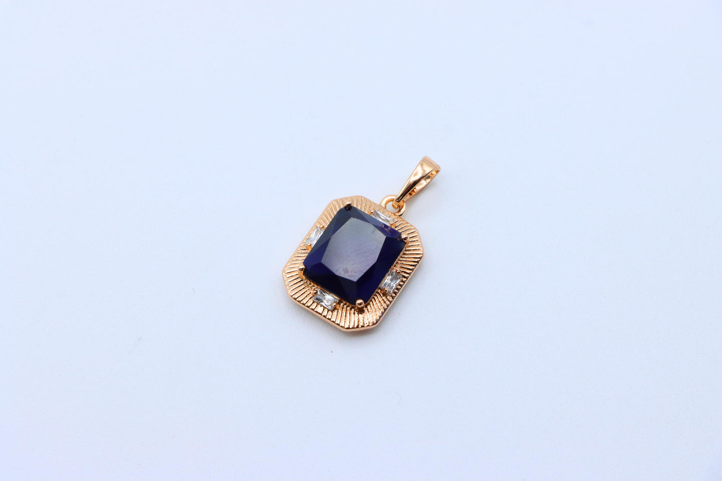 Royal Blue Gold Plated Pendant with Vintage Inspired Frame Design, XPPT1784 (2162-8)