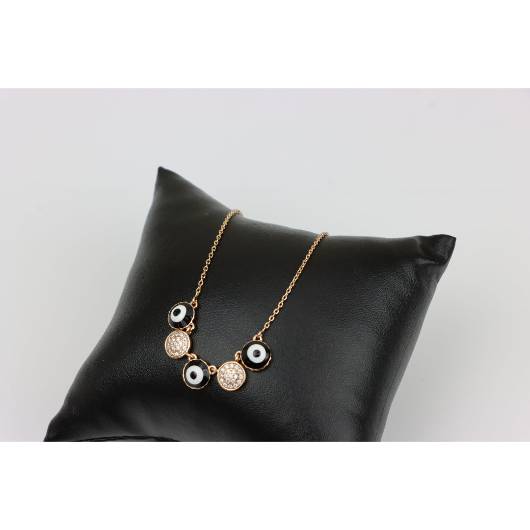 Rose Gold Evil Eye Pendant Necklace with Adjustable Chain, XPNL0321 (2033-1)