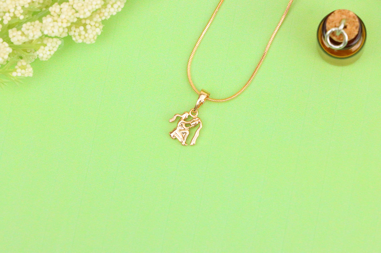 Aquarius Zodiac Rose Gold Pendant Stylish Celestial Charm, XPPT1472 (2137-2)