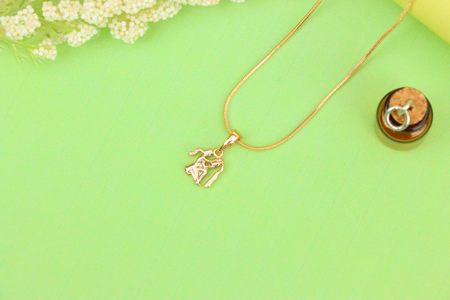 Aquarius Zodiac Rose Gold Pendant Stylish Celestial Charm, XPPT1472 (2137-2)
