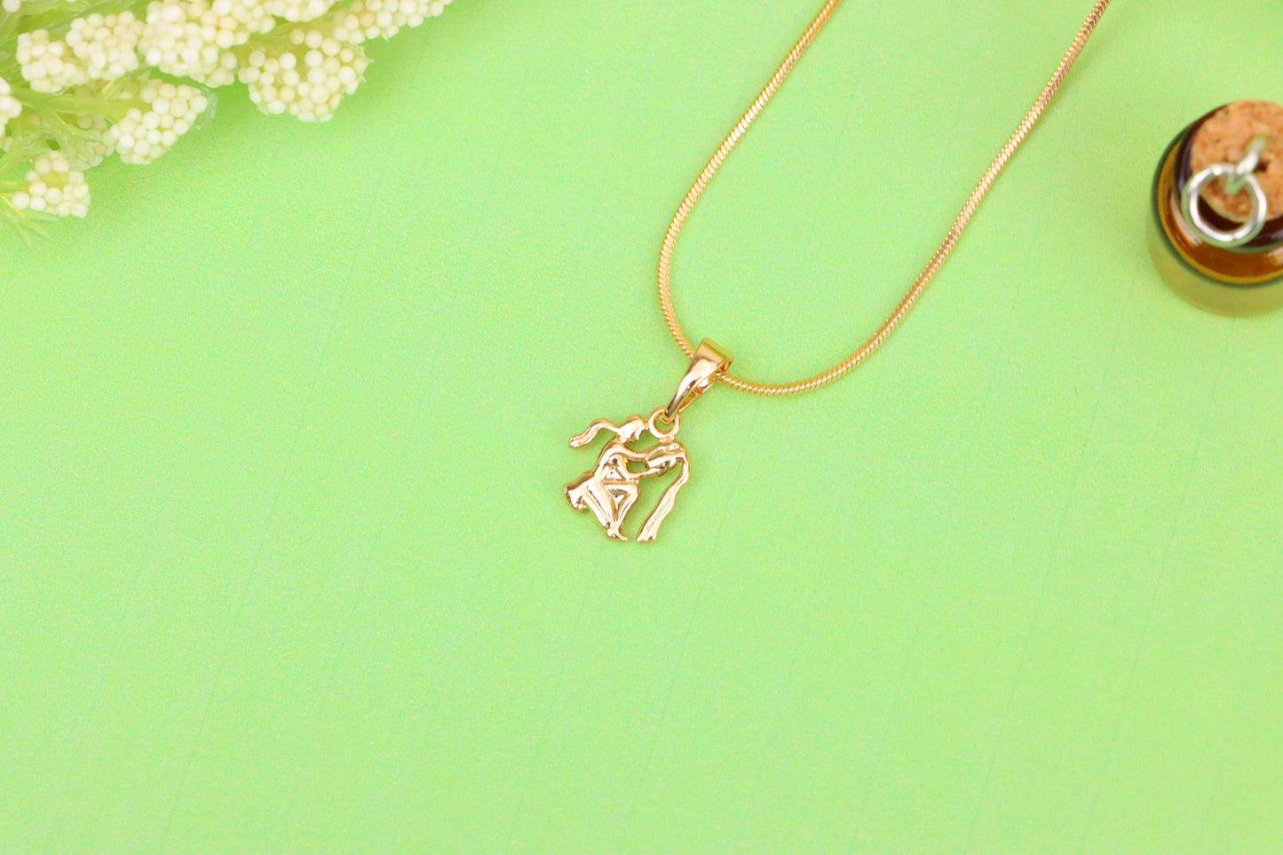 Aquarius Zodiac Rose Gold Pendant Stylish Celestial Charm, XPPT1472 (2137-2)