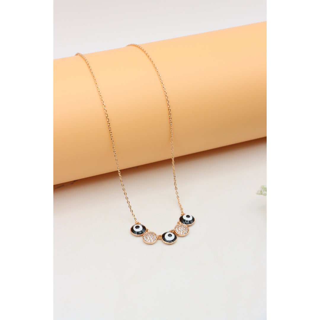 Rose Gold Evil Eye Pendant Necklace with Adjustable Chain, XPNL0321 (2033-1)