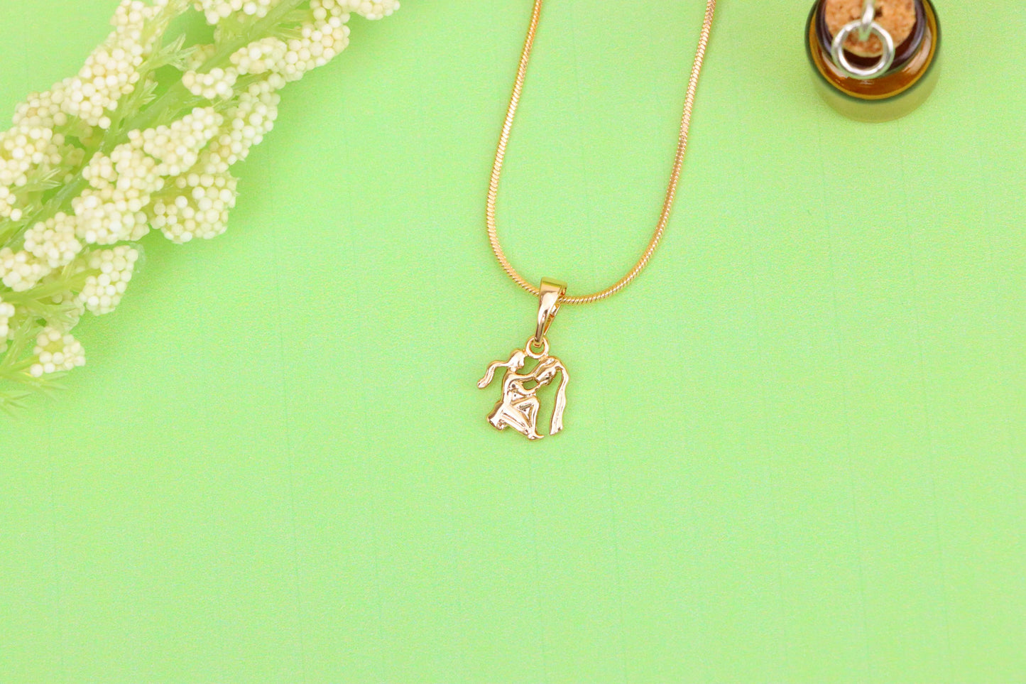 Aquarius Zodiac Rose Gold Pendant Stylish Celestial Charm, XPPT1472 (2137-2)