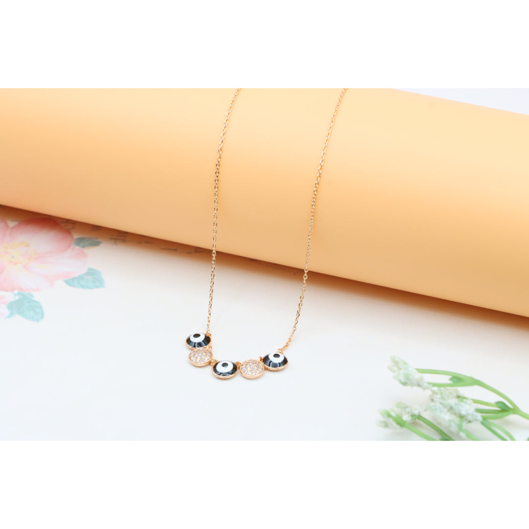 Rose Gold Evil Eye Pendant Necklace with Adjustable Chain, XPNL0321 (2033-1)