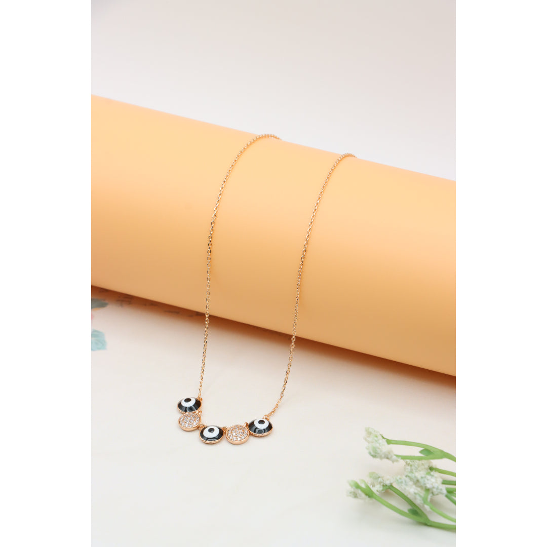 Rose Gold Evil Eye Pendant Necklace with Adjustable Chain, XPNL0321 (2033-1)