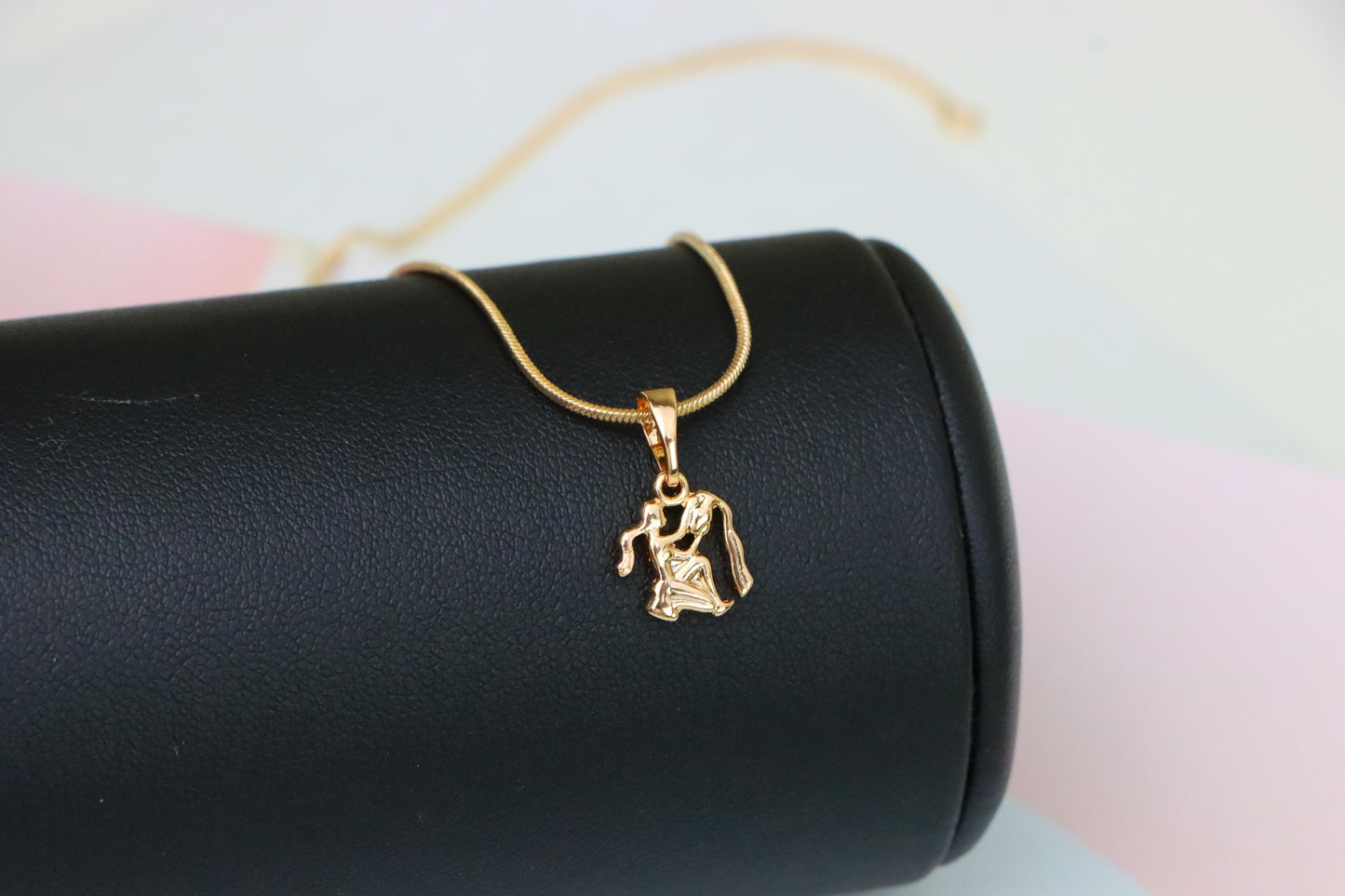 Aquarius Zodiac Rose Gold Pendant Stylish Celestial Charm, XPPT1472 (2137-2)