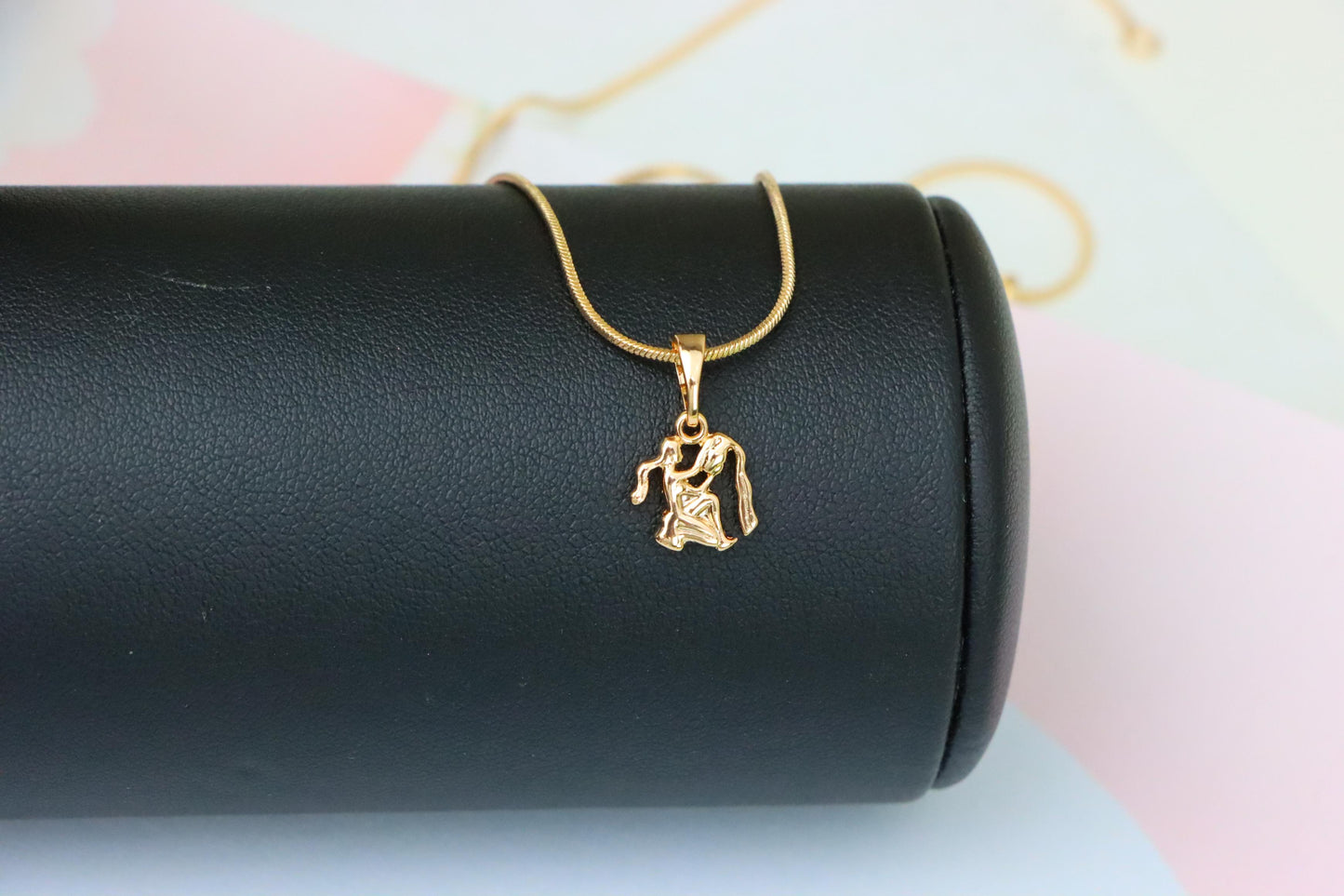Aquarius Zodiac Rose Gold Pendant Stylish Celestial Charm, XPPT1472 (2137-2)