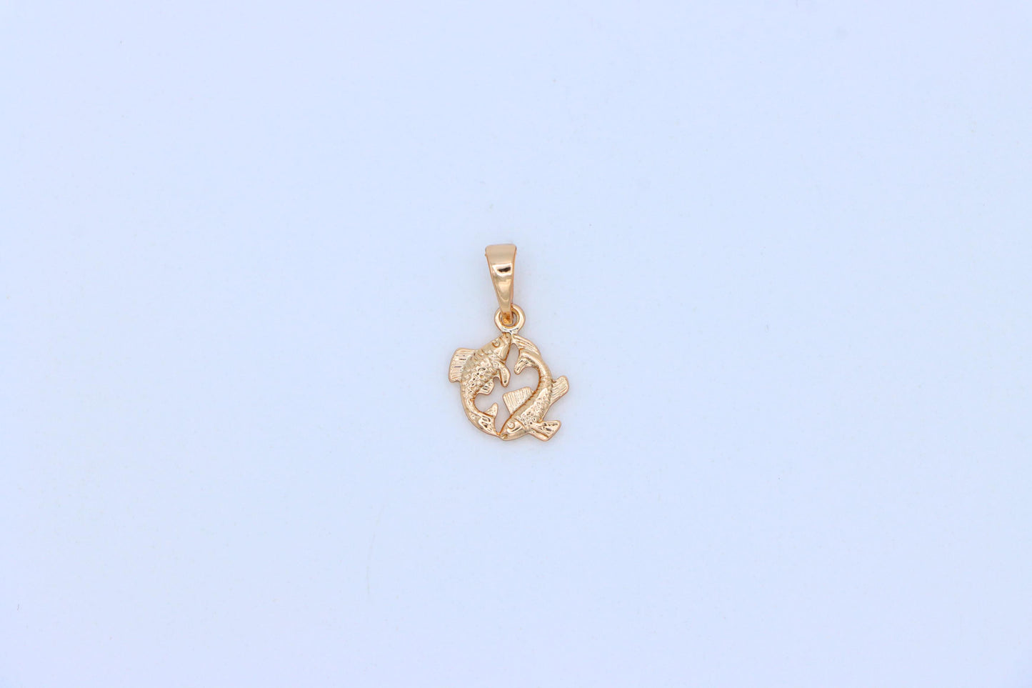 Pisces Zodiac Rose Gold Pendant Artistic Dual Fish Charm, XPPT1473 (2137-2)