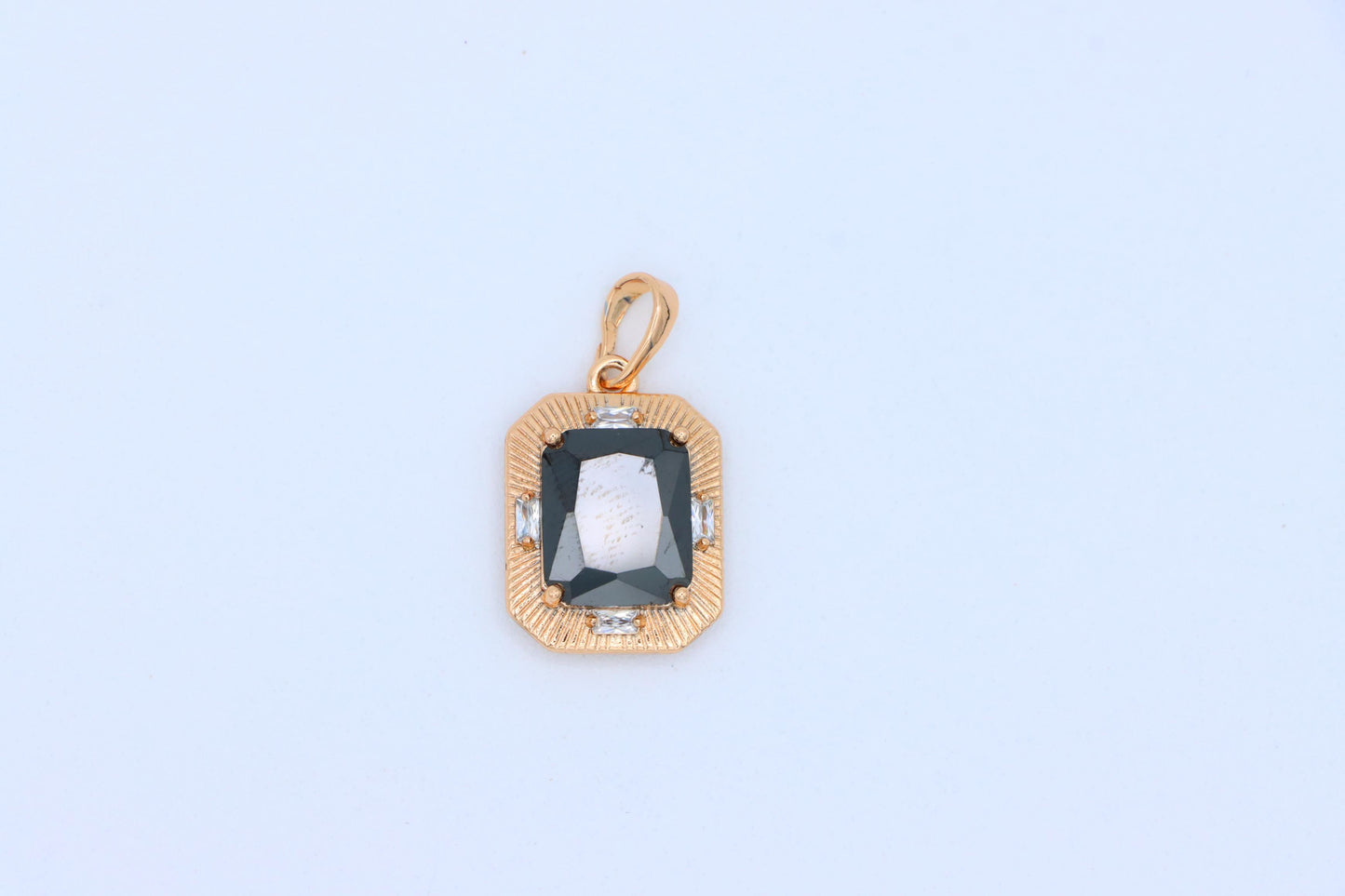 Black Rectangular Pendant with Gold Textured Frame and Accents, XPPT1785 (2162-8)