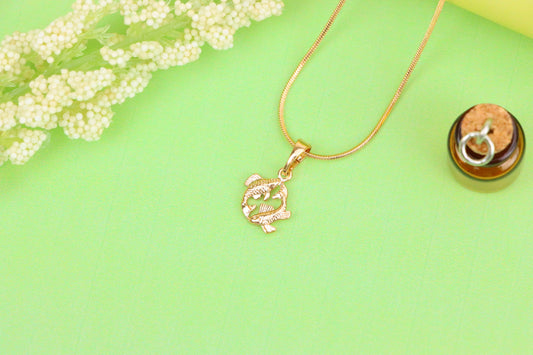 Pisces Zodiac Rose Gold Pendant Artistic Dual Fish Charm, XPPT1473 (2137-2)