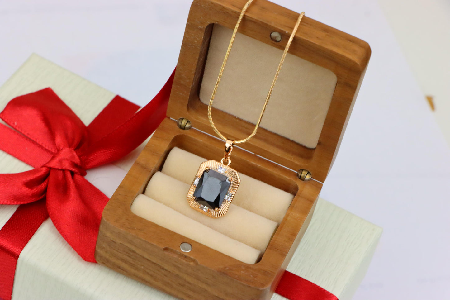 Black Rectangular Pendant with Gold Textured Frame and Accents, XPPT1785 (2162-8)