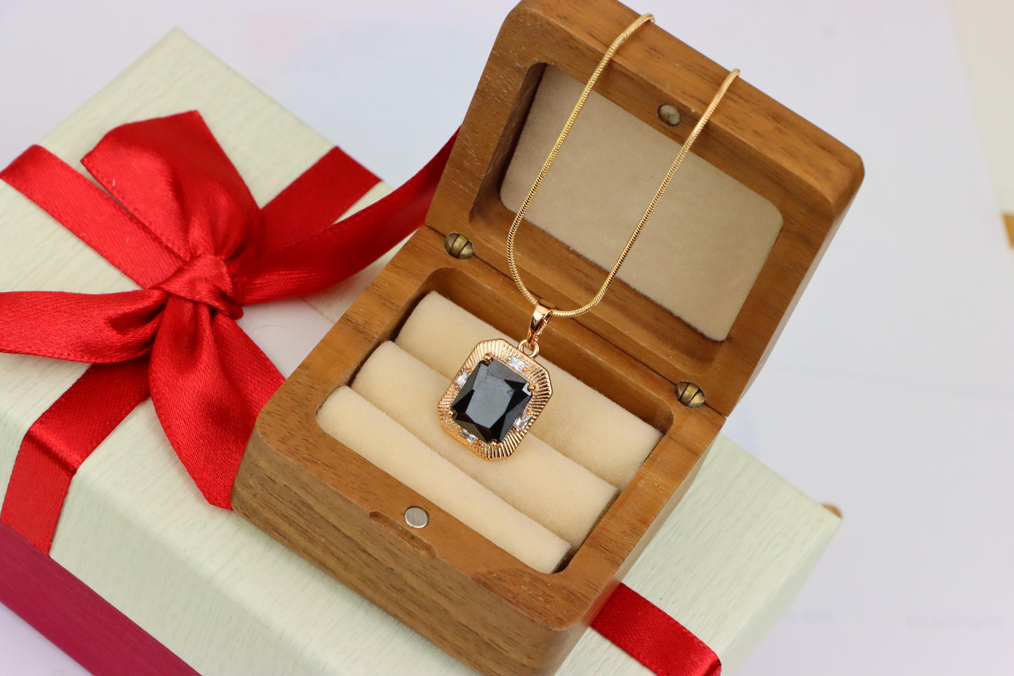 Black Rectangular Pendant with Gold Textured Frame and Accents, XPPT1785 (2162-8)