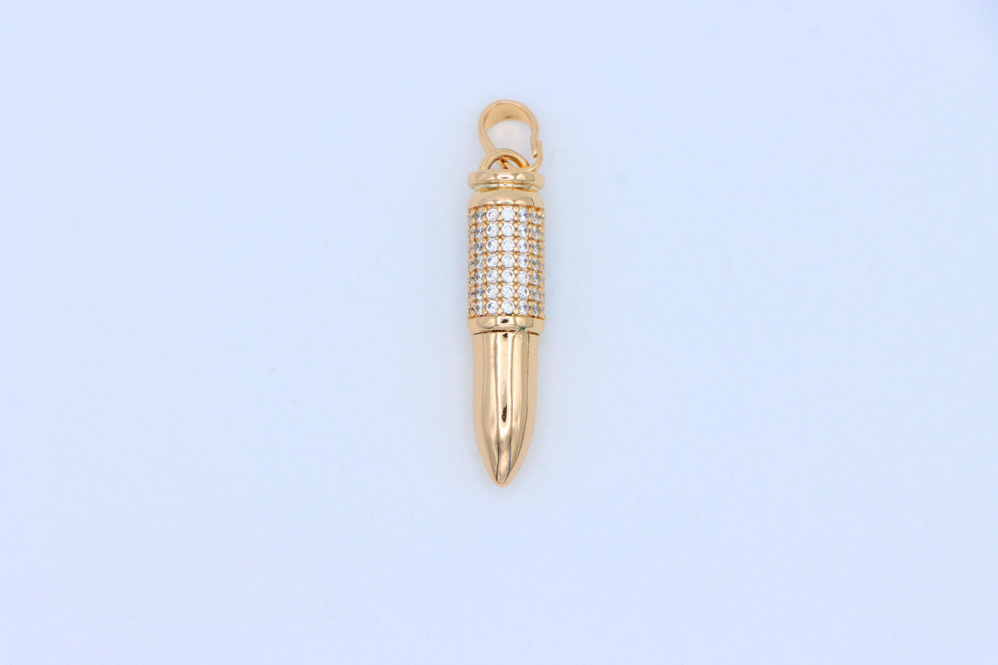 Bullet Shaped Rose Gold Pendant with Sparkling Cubic Zirconia, XPPT1475 (2137-4)