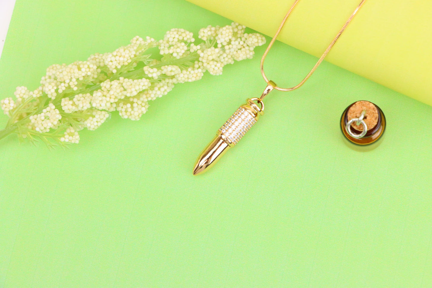 Bullet Shaped Rose Gold Pendant with Sparkling Cubic Zirconia, XPPT1475 (2137-4)