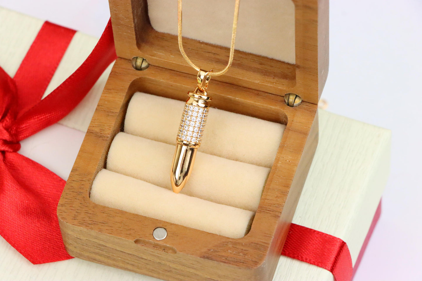 Bullet Shaped Rose Gold Pendant with Sparkling Cubic Zirconia, XPPT1475 (2137-4)