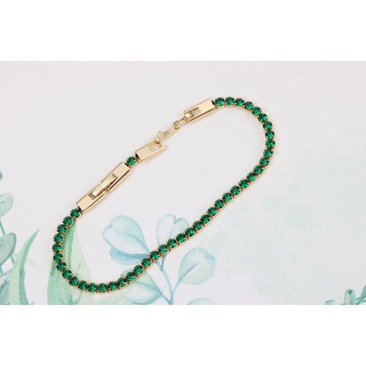 Rose Gold Tennis Bracelet with Green Stones, XPBL0782 (2079-1)