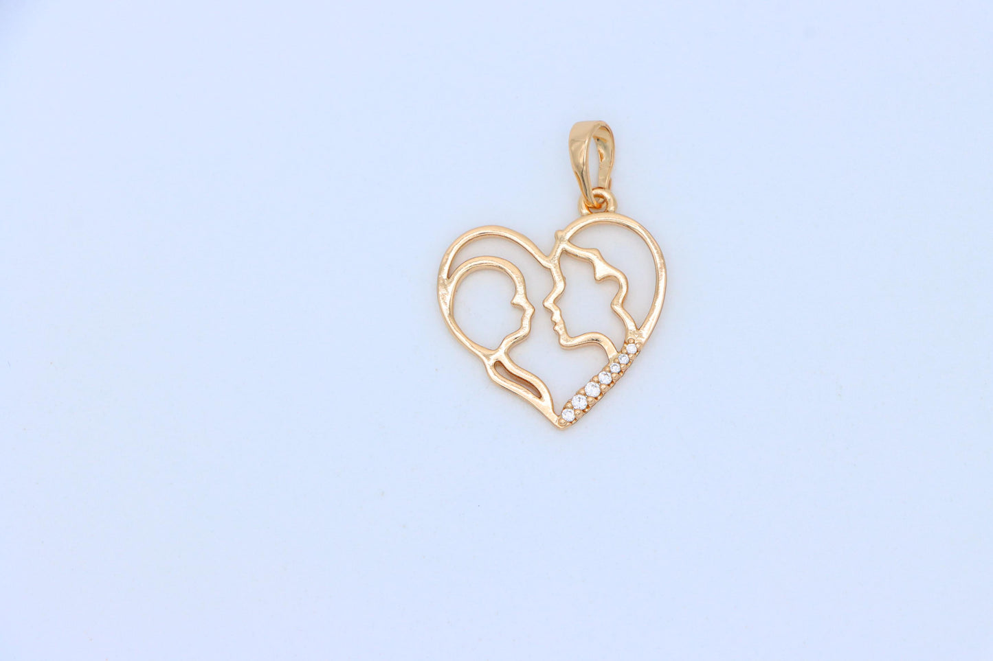 Heart Shaped Rose Gold Pendant with Mother and Child Silhouette, XPPT1476 (2137-5)