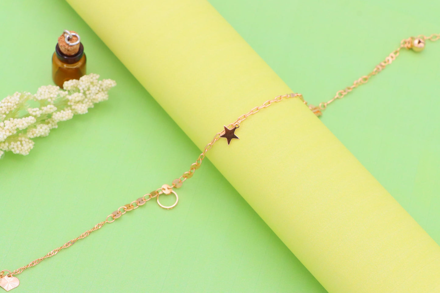 Rose Gold Anklet with Star & Charm Accents, XPAL1034 (2104-3)