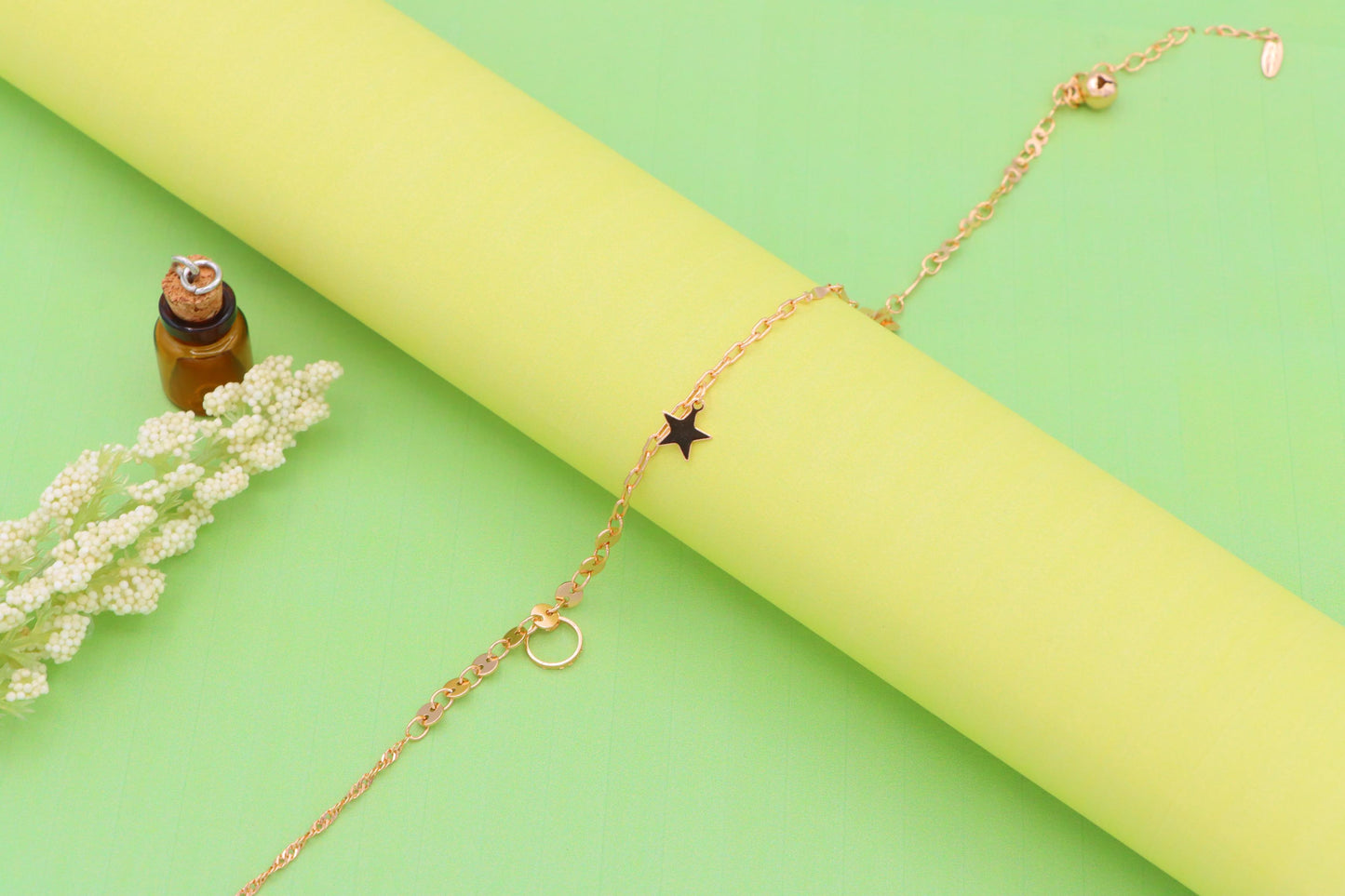 Rose Gold Anklet with Star & Charm Accents, XPAL1034 (2104-3)