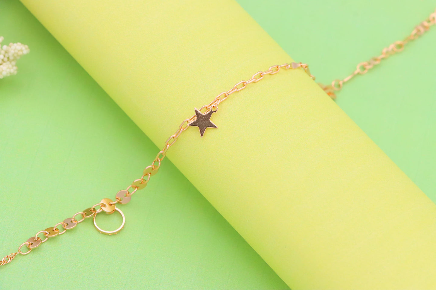 Rose Gold Anklet with Star & Charm Accents, XPAL1034 (2104-3)